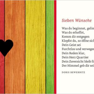 Textkarte B6 :  Sieben Wünsche mit Kuvert