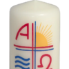Kerze : Osterkerze mit Motiv Sonne-Welle-Alpha-Omega - ohne Zahl