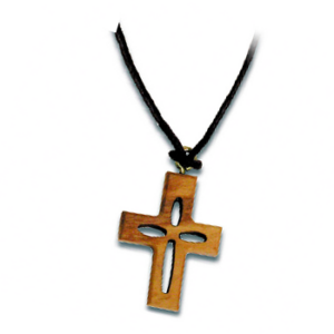 Halskette mit Anhänger Kreuz aus Olivenholz
